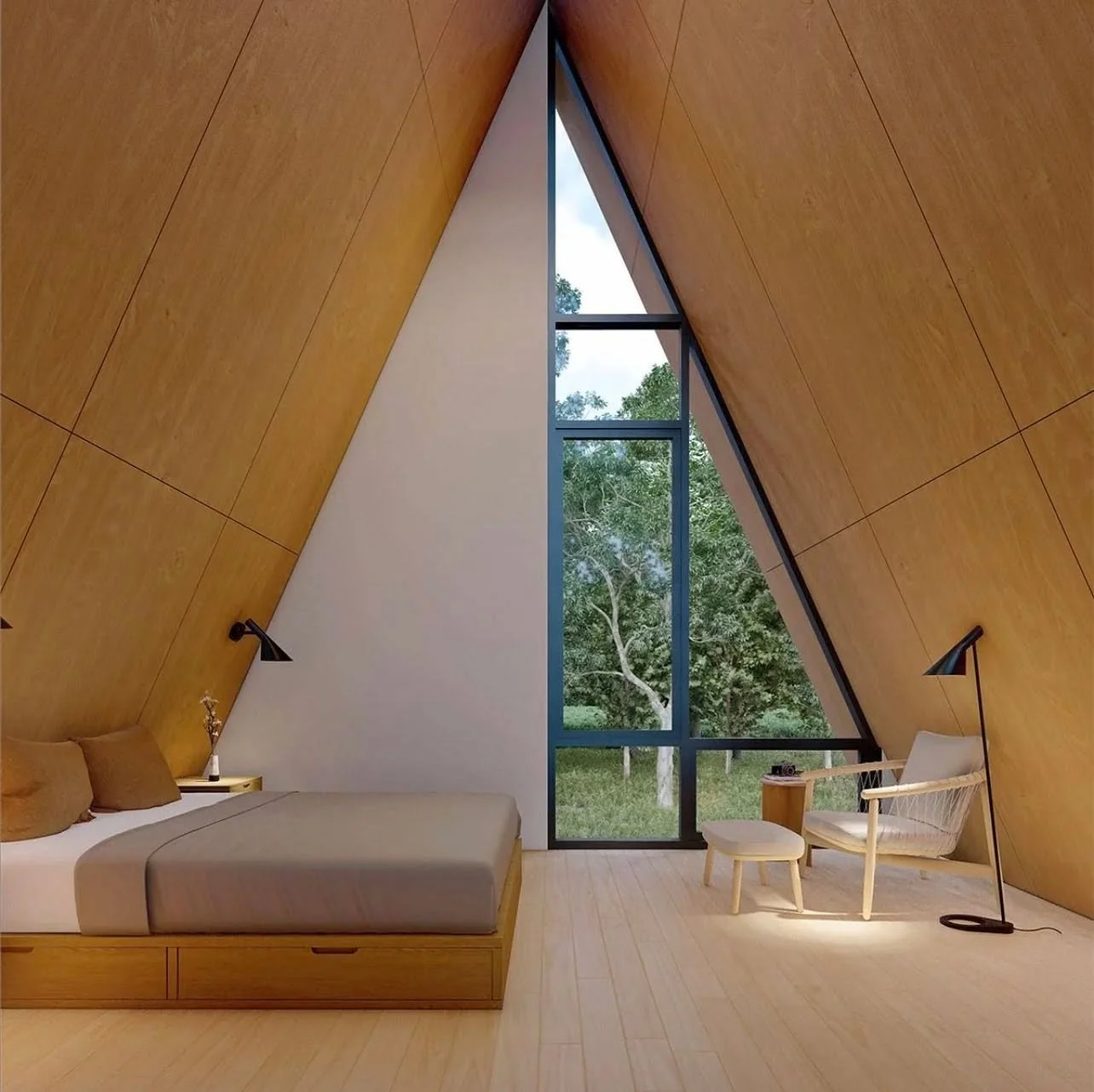 🌿✨ Simplicity Elevated. Comfort Redefined. ✨🌿
This A-frame sanctuary brings clean lines, natural light, and peaceful views together&mdash;creating a space where less truly feels like more.

🛏️ Wake up to nature.
🌲 Live in calm, curated design.

?