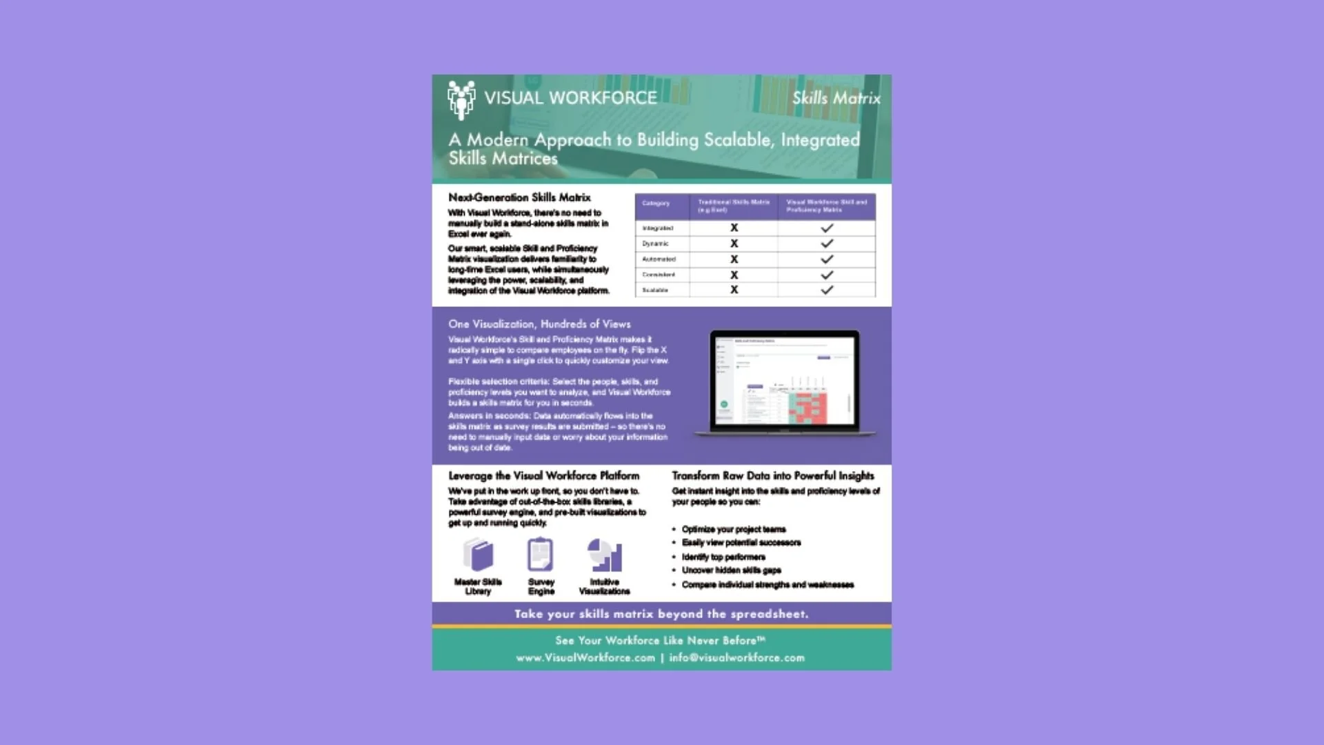 Skills Matrix: Visual representation of employee skills and competencies organized for talent intelligence
