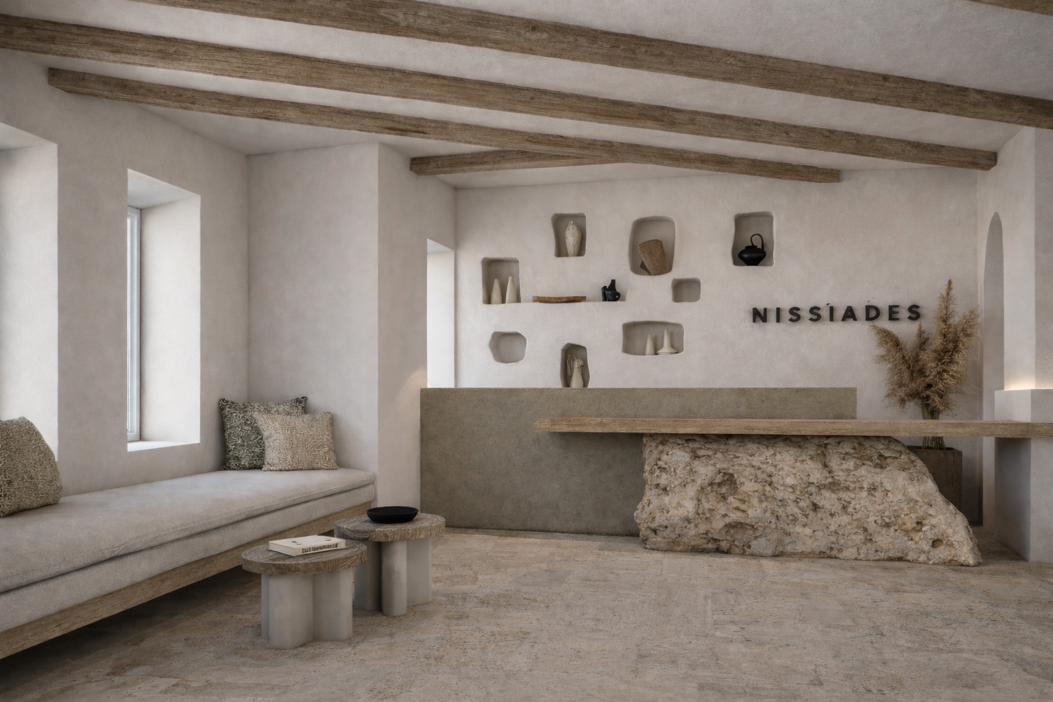 Reception Desk with Natural Rock 