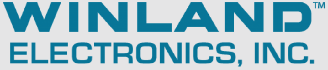 Winland Electronics, Inc. logo in blue text on a gray background.