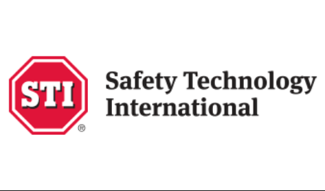 Logo of Safety Technology International with red stop sign and white letters 'STI'