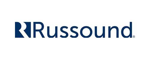Russound logo with stylized 'R' and company name in blue text.