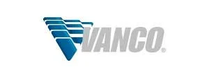 Vanco logo featuring a stylized blue 