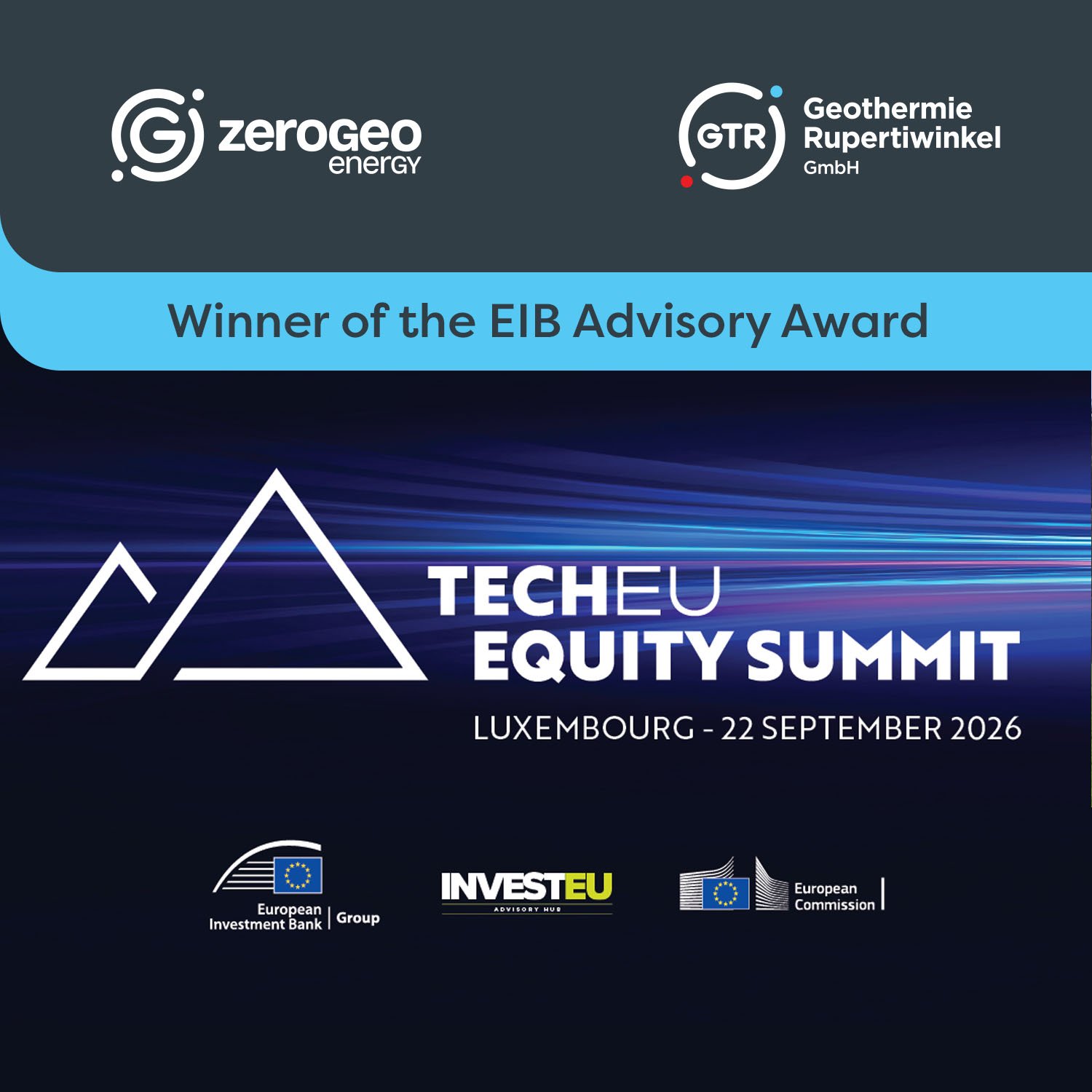 GTR is pleased to announce that it is the winner of the EIB Advisory Award at the 2026 TechEU Equity Summit, hosted by the European Investment Bank