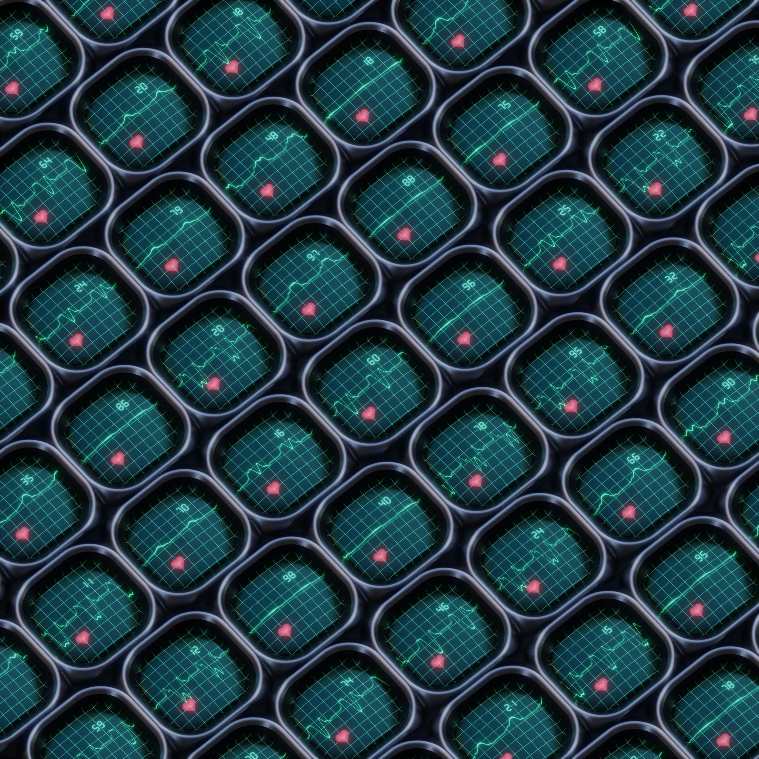 repeated pattern of mini heart monitors with a pulse
