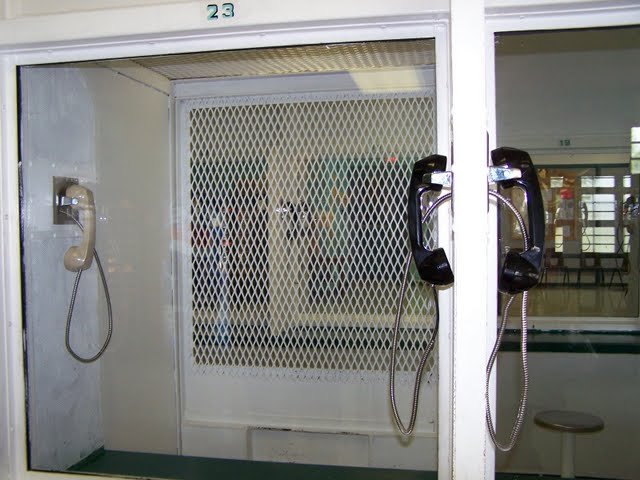 Interior of one of the visitation booths.