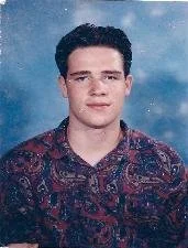 Black and white yearbook portrait of a young man with dark hair, wearing a plaid button down shirt, labeled 'Randy Halprin' at the bottom.