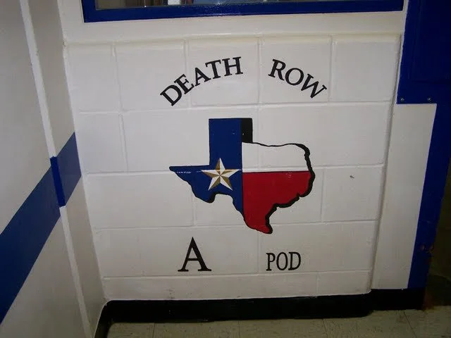This is A-Pod entrance. A-Pod houses the actual 'Death Watch' area that has men who have received execution dates and are waiting to be executed. They isolate these men from all other death row prisoners.