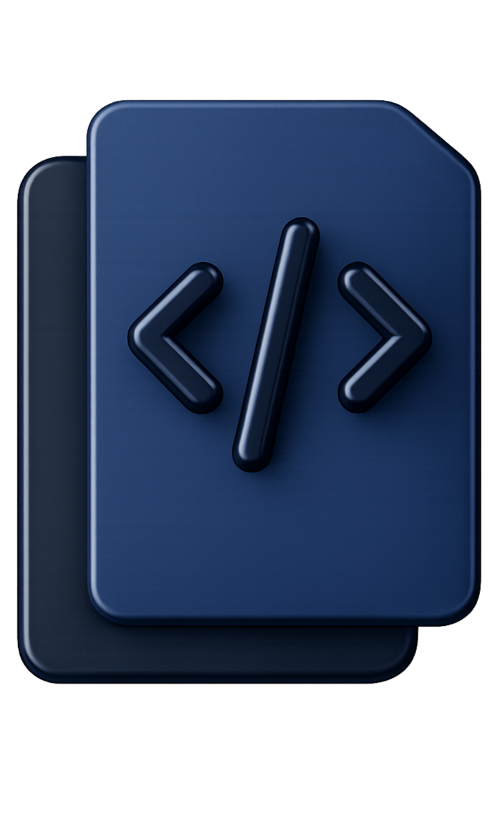 Icono de programación en un fondo oscuro, con símbolo de código en el centro.