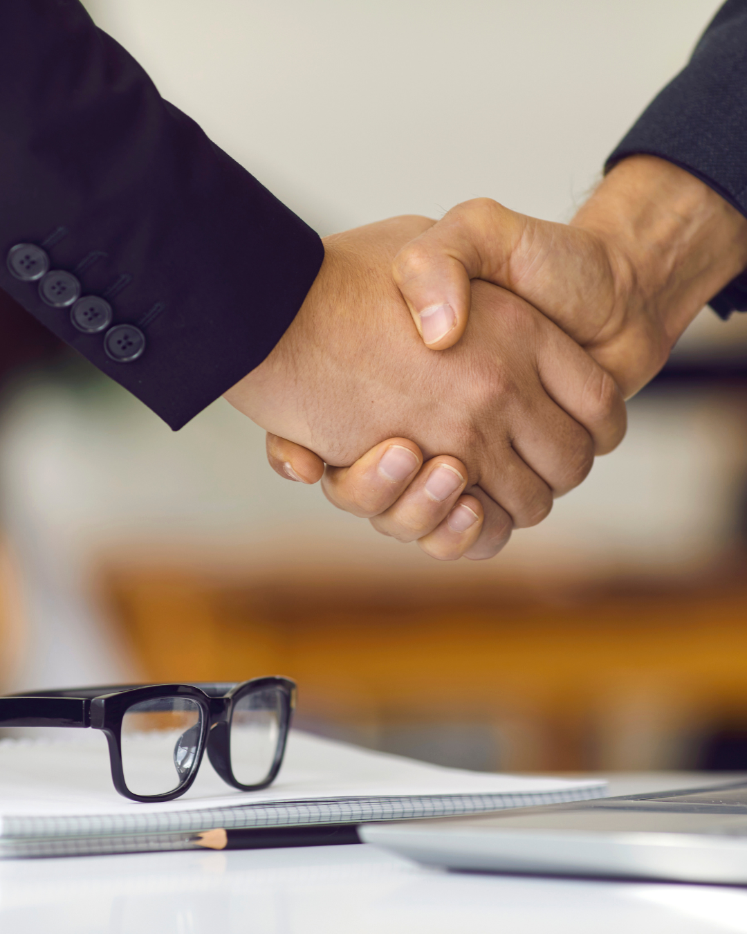 Business owner shaking hands with Financial Advisor
