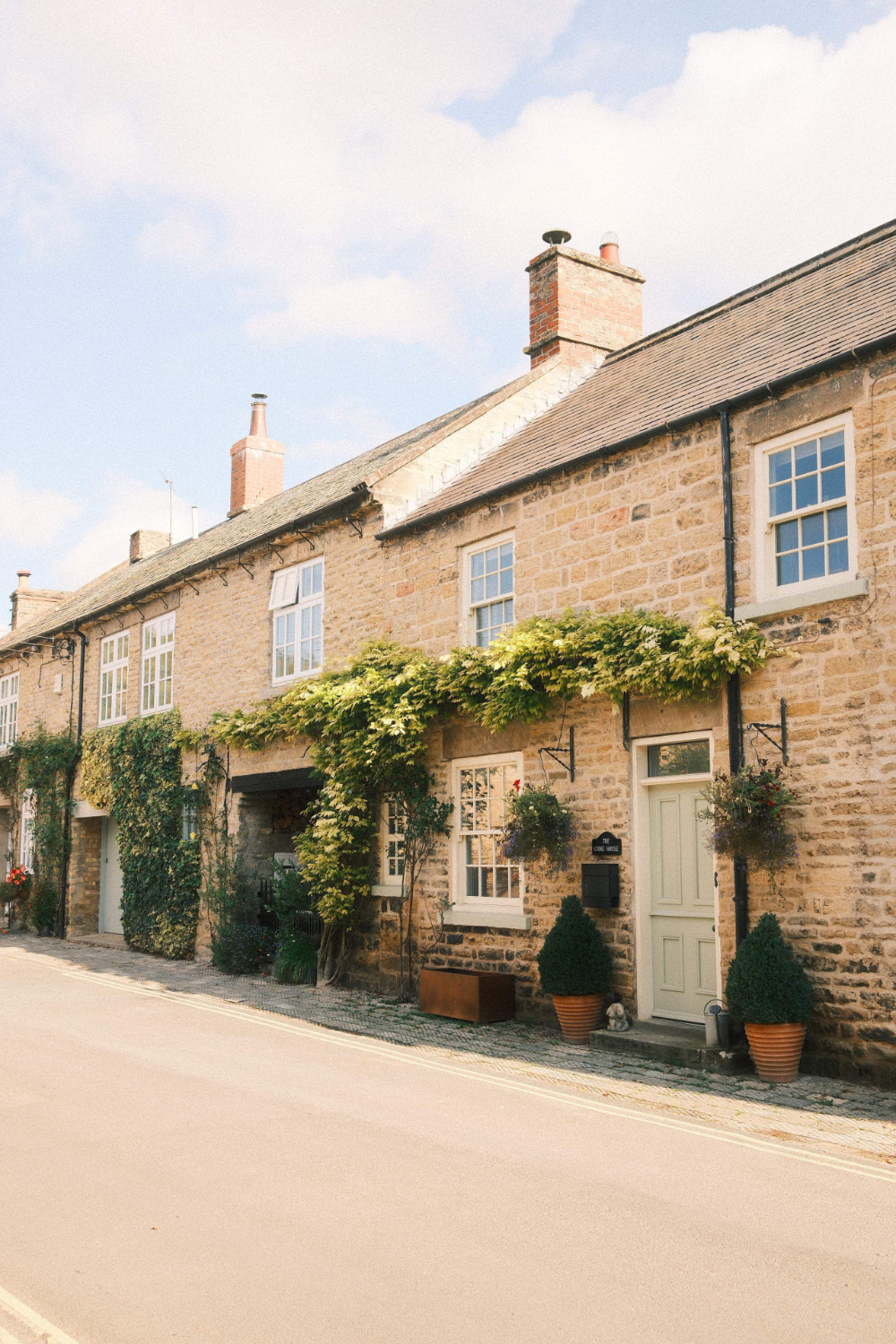Row of terraced yorkshire stone cottages