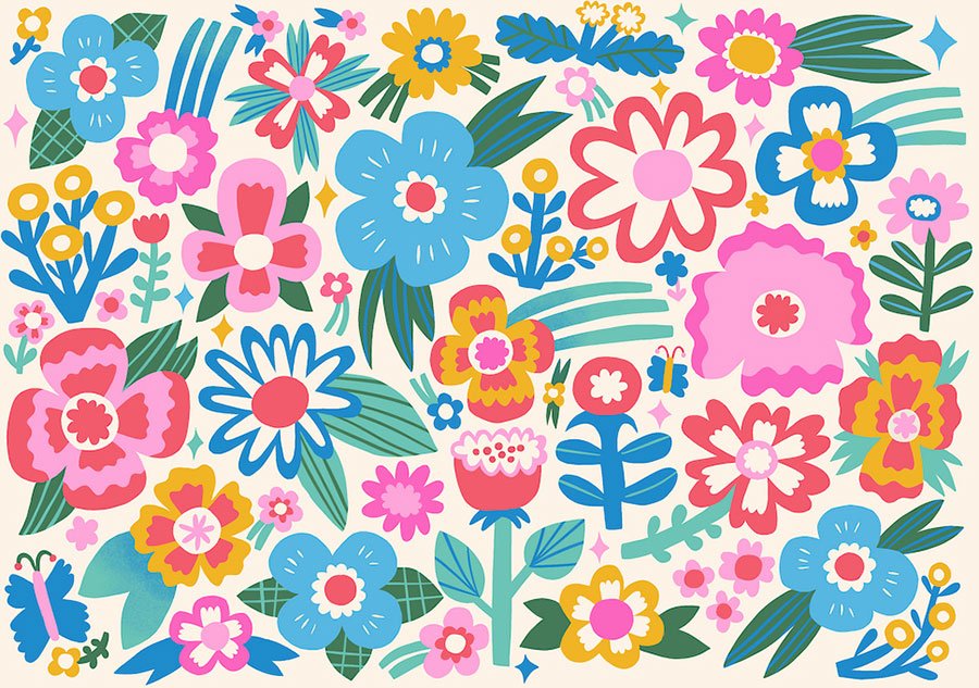 colorful floral repeat pattern