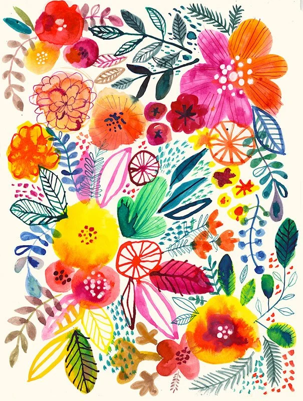 colorful inky floral illustration
