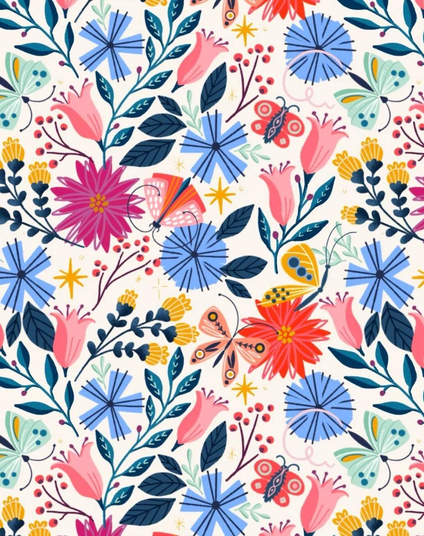 colorful floral repeat pattern