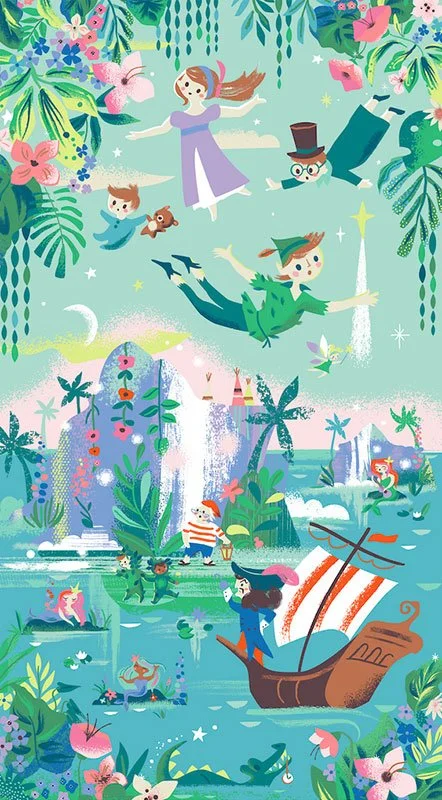 scene of peter pan flying over neverland