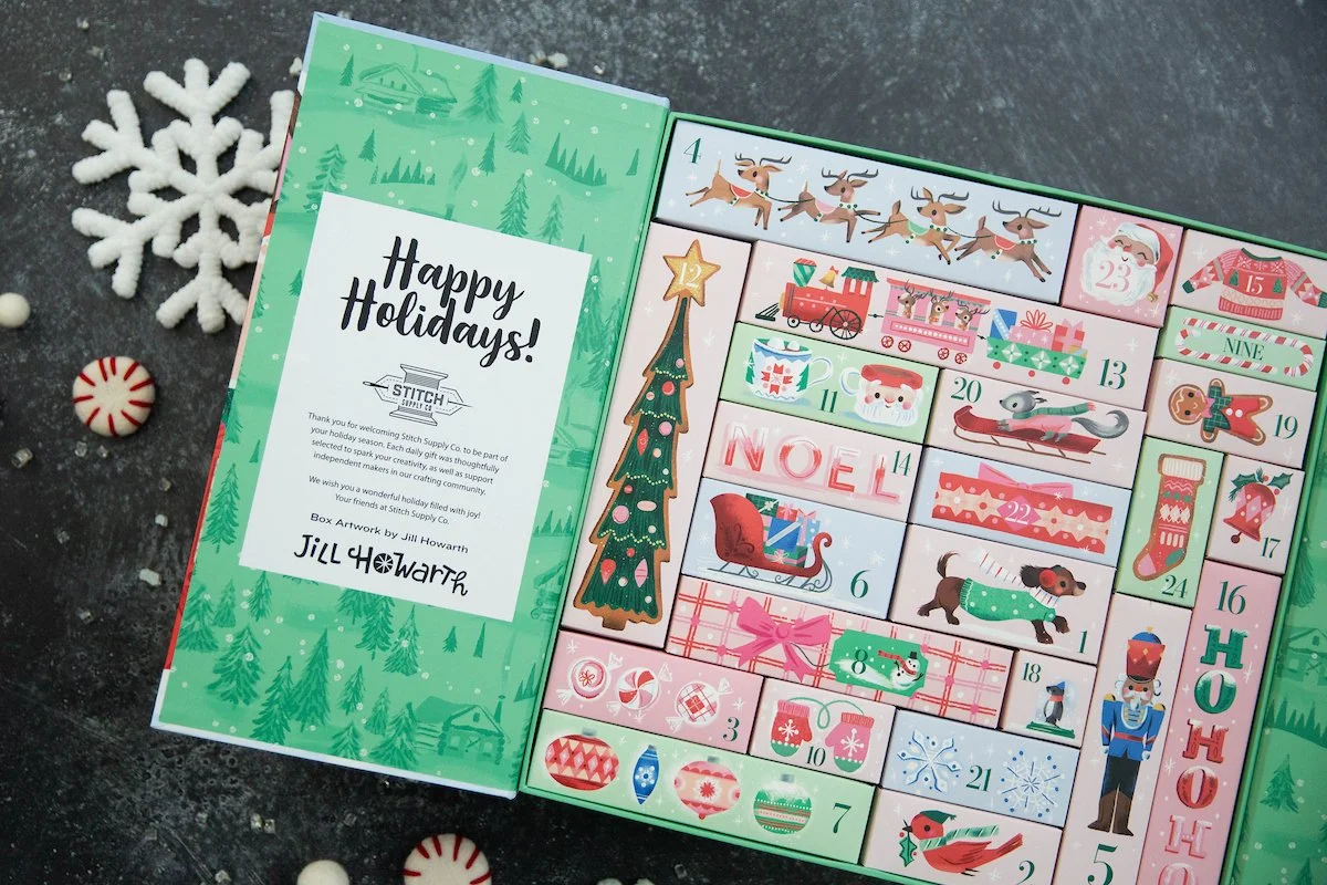 holiday advent calendar featuring christmas illustrations