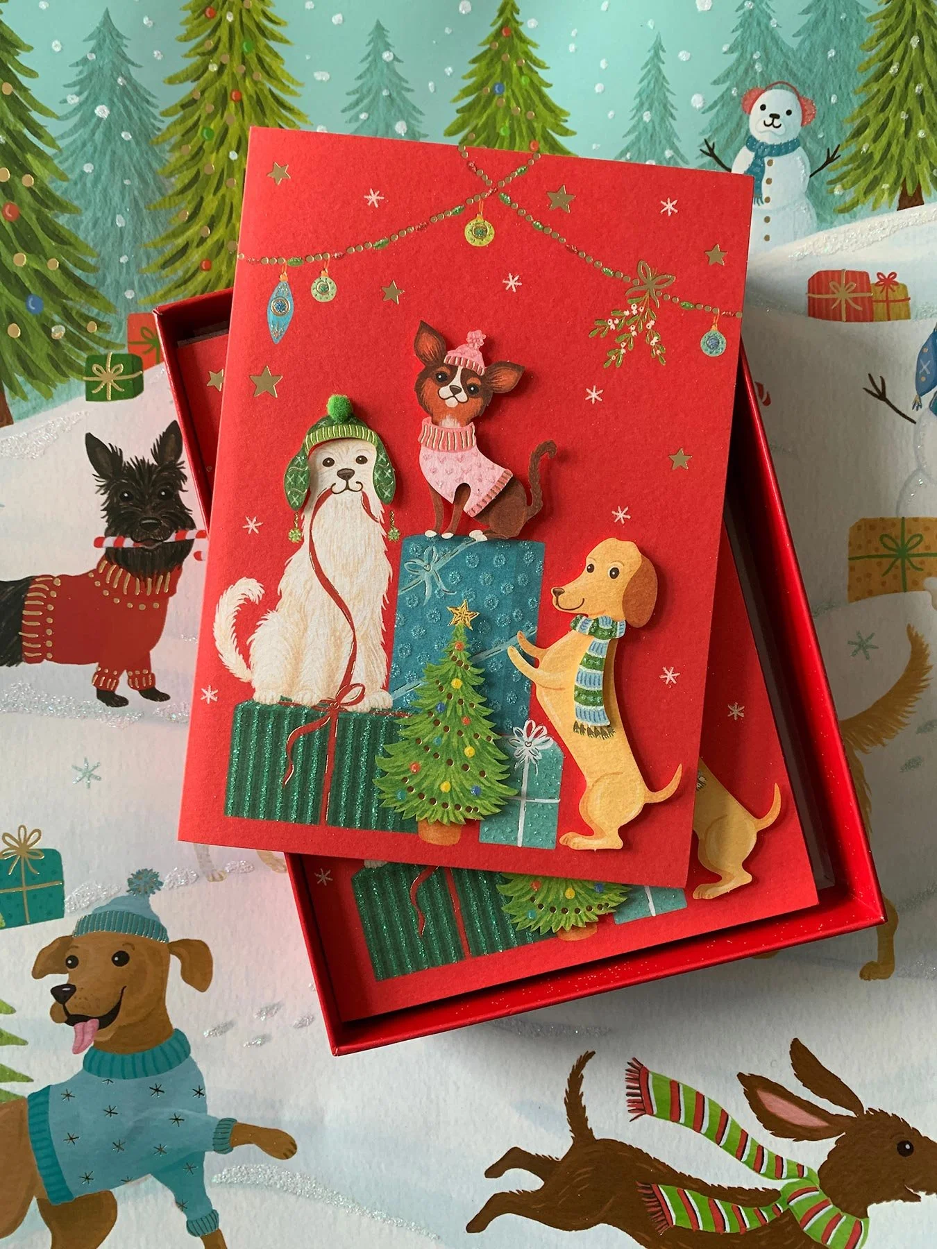 Christmas dog boxed card set