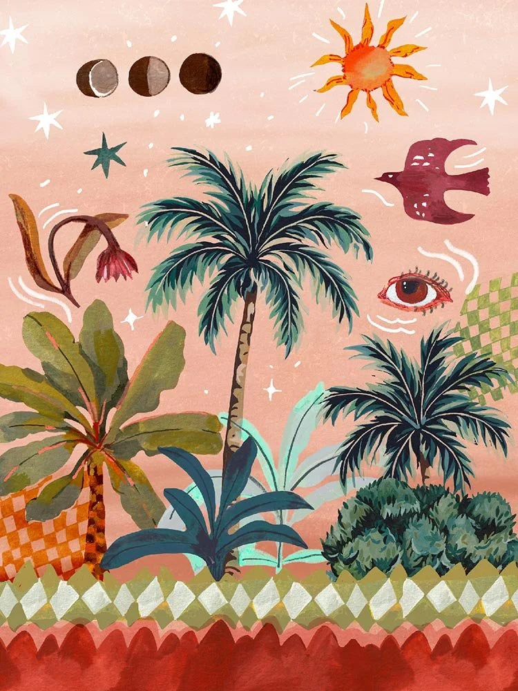 fantasy landscape with palm trees