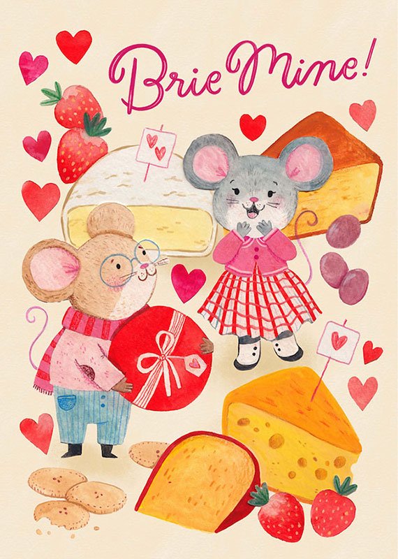 valentines card featuring mice and cheese