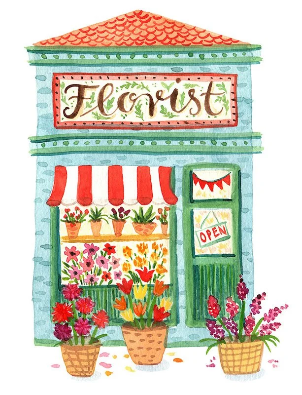 florist shop front illustration