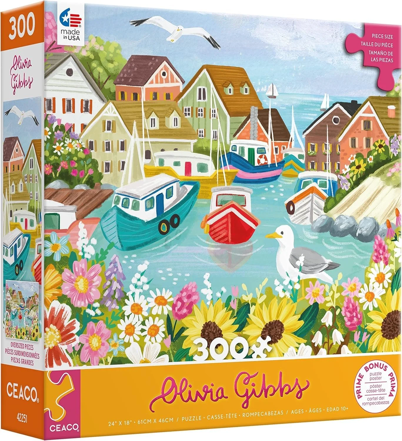 puzzle box of a 300 pc puzzle with a seaside landscape theme