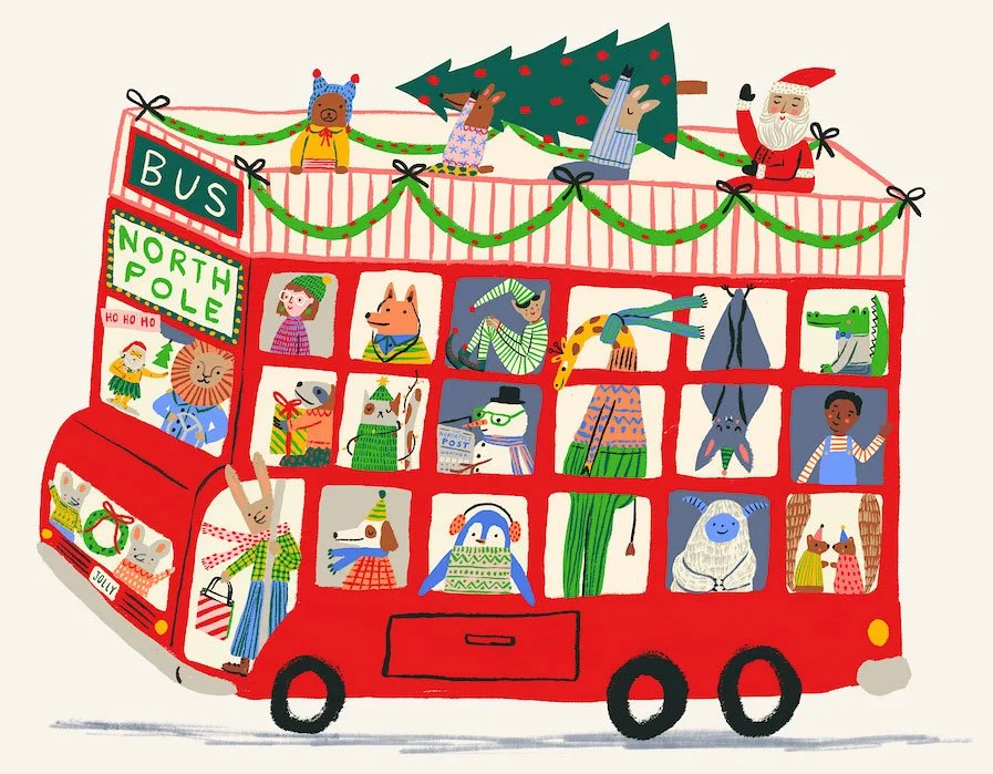 triple decker Christmas bus