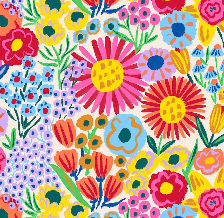 colorful floral repeat pattern