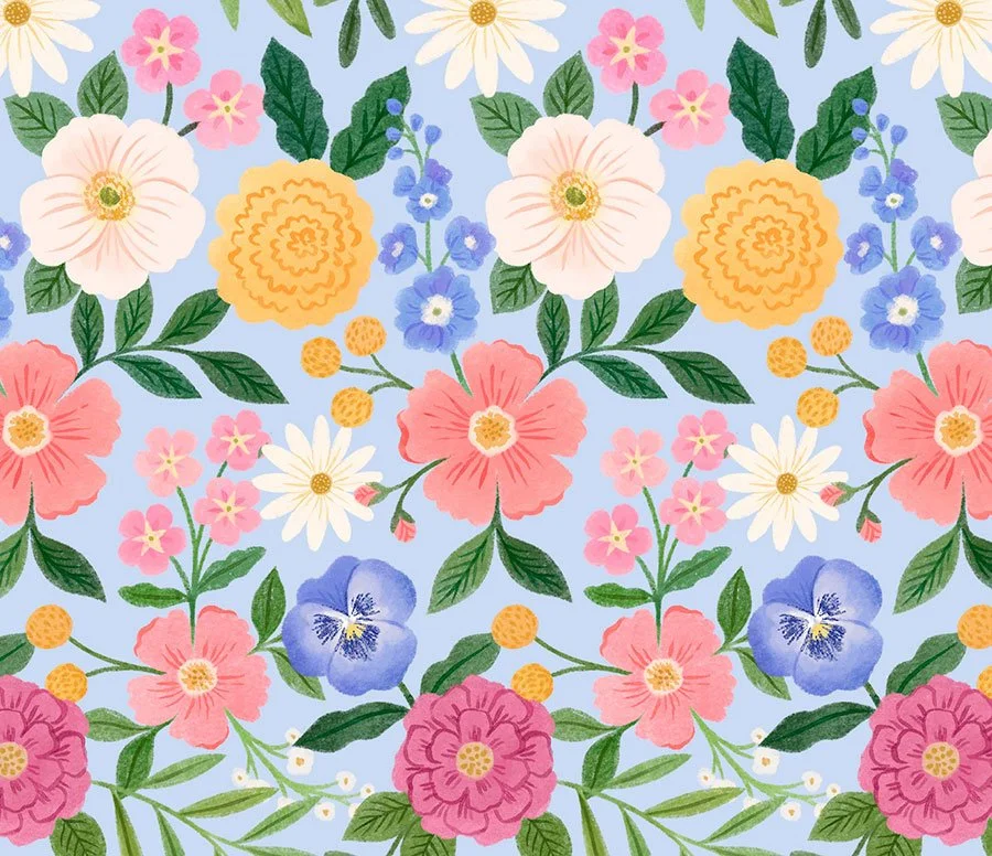 spring colored repeat floral pattern