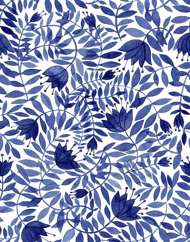 blue floral repeat pattern