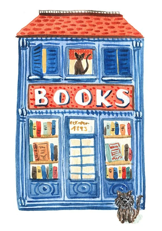 book store shop front illustration