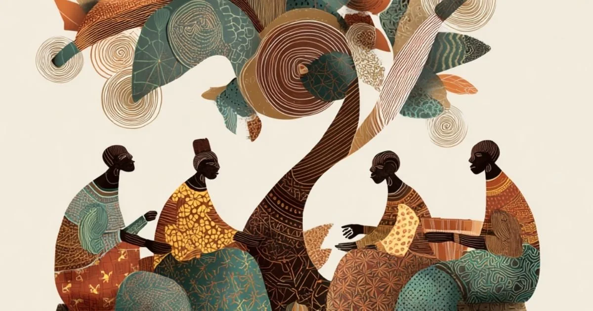 Illustration texturée évoquant la mémoire et la transmission — “bibliothèque qui brûle”, Parole de la Maison 02 (Les Contes de Katiopa).