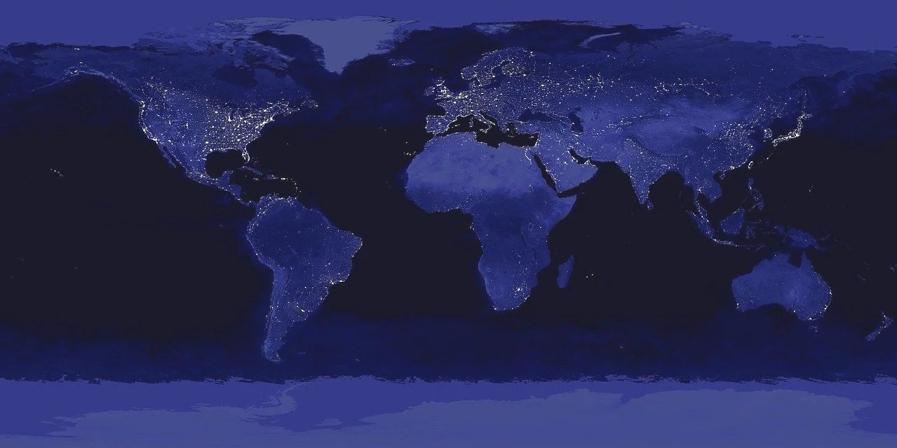 night time map of the US and South America