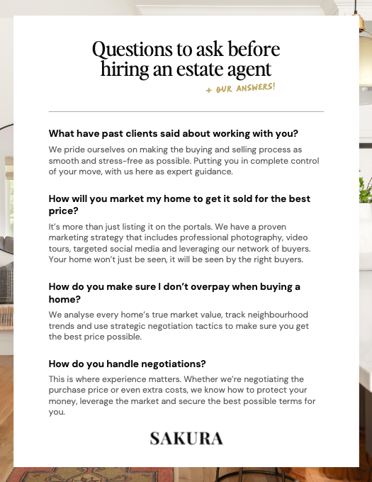 Questions to ask an estate agent guide by Sakura, about valuation and marketing