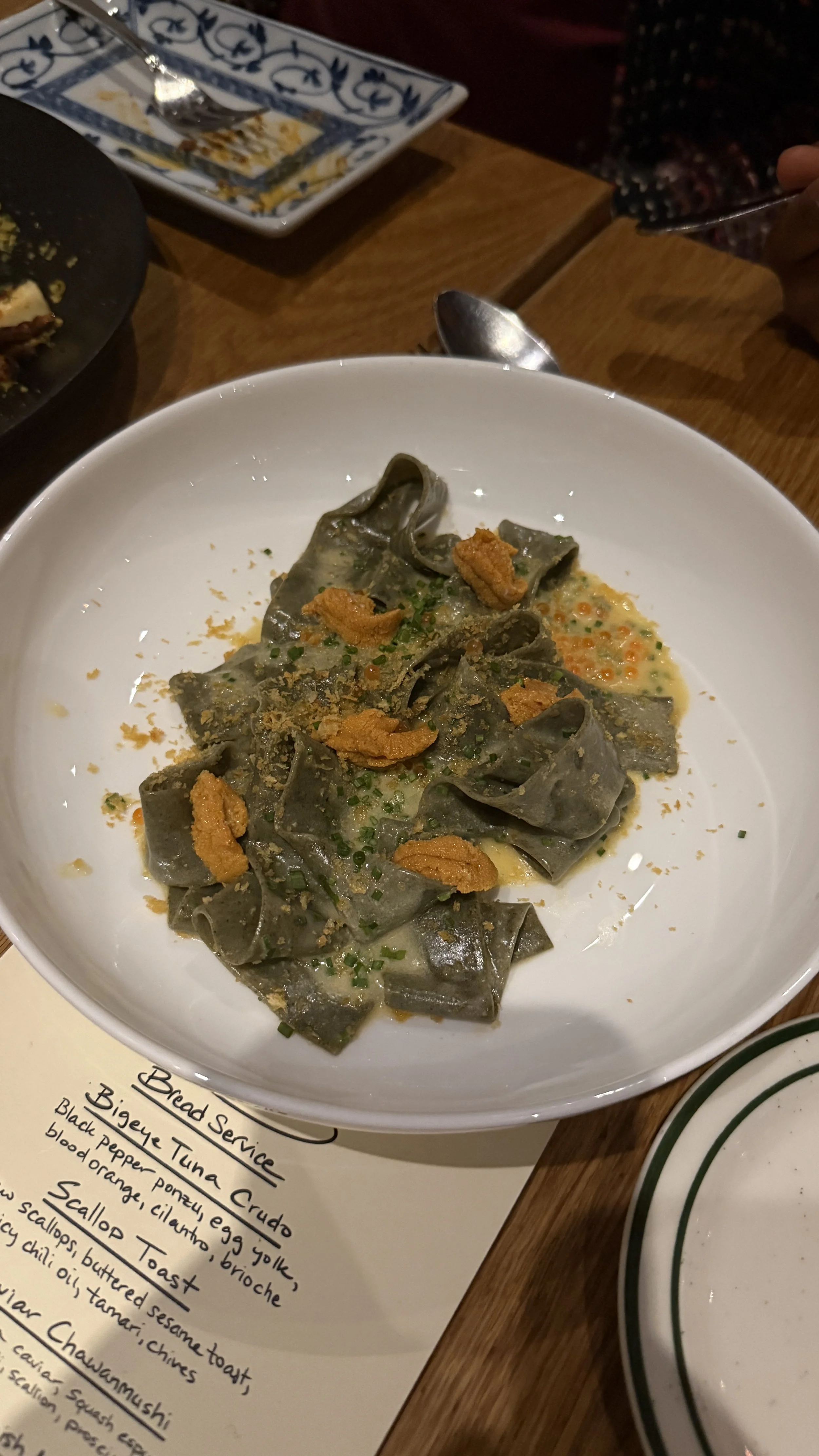 nori pappardelle with maine uni