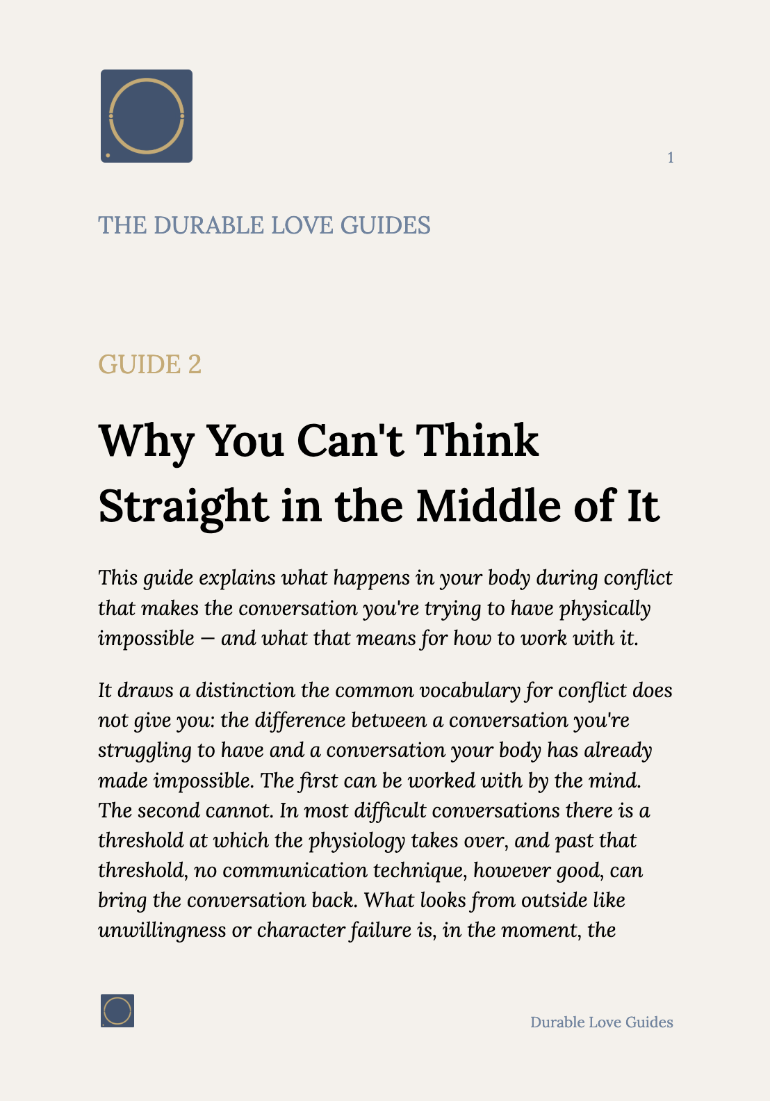 Why You Can't Think Straight in the Middle of It — Durable Love Guide 2