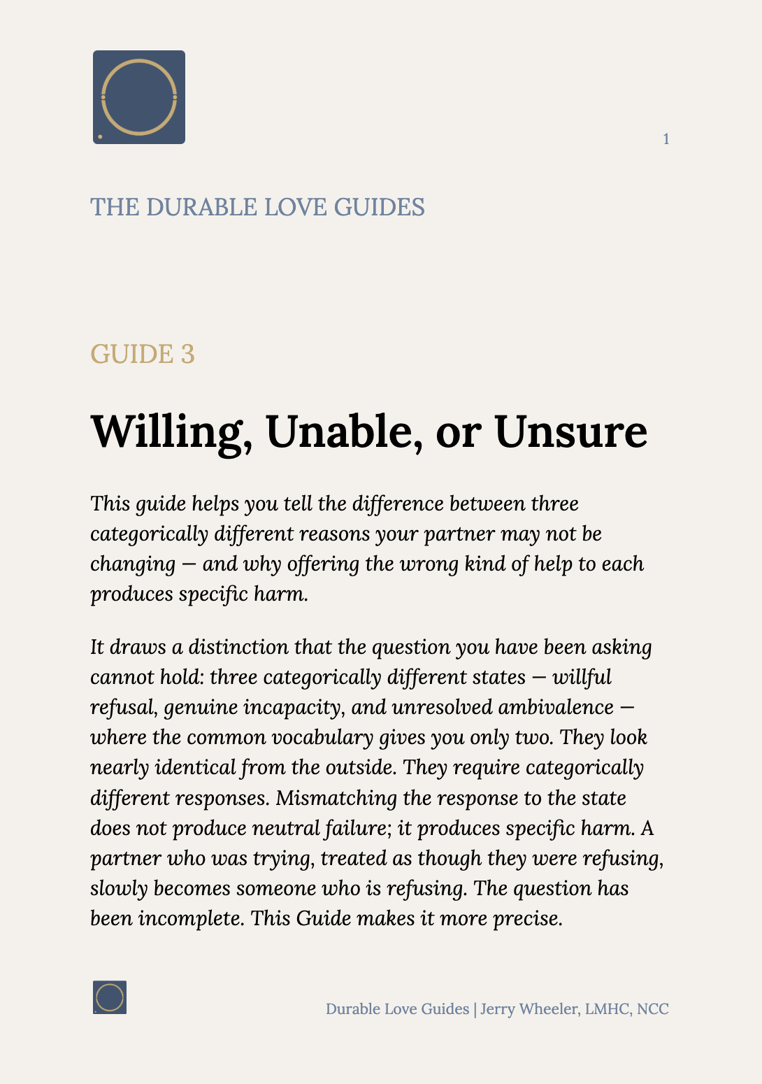Willing, Unable, or Unsure — Durable Love Guide 3