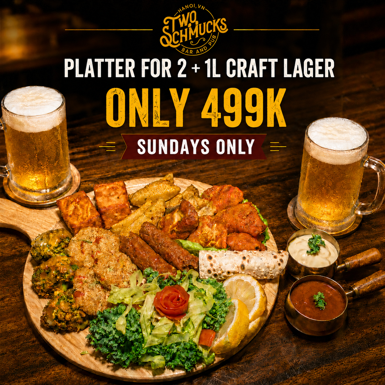 Sunday Grill and Chill platter for two at Two Schmucks Hanoi