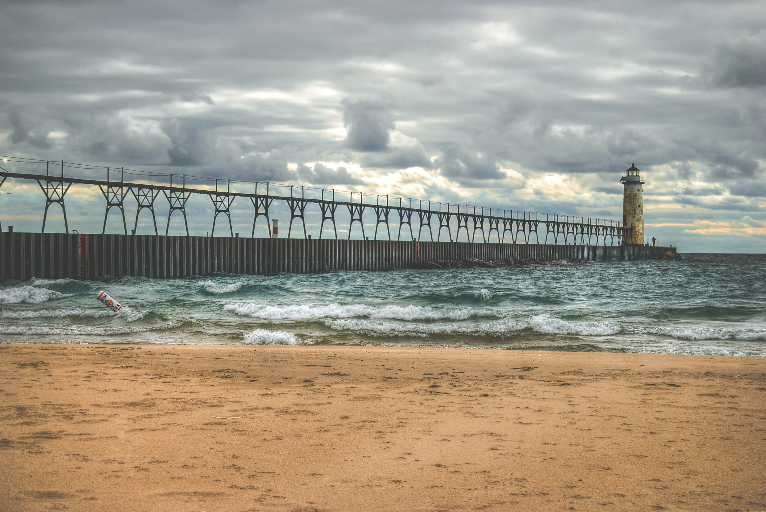 rainy day in michigan city near the beach front
