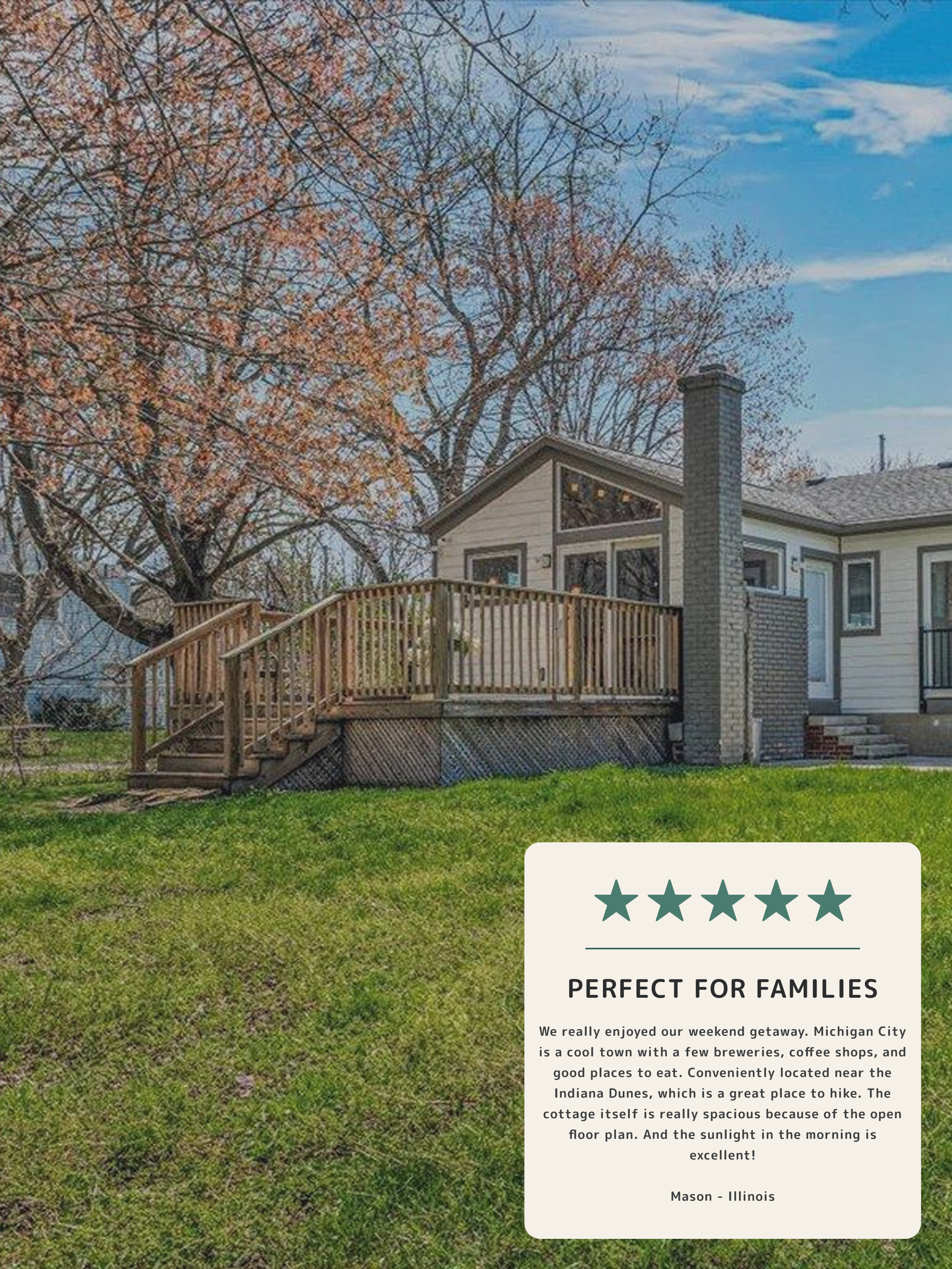 the marram cottage, michigan city indiana short term rental