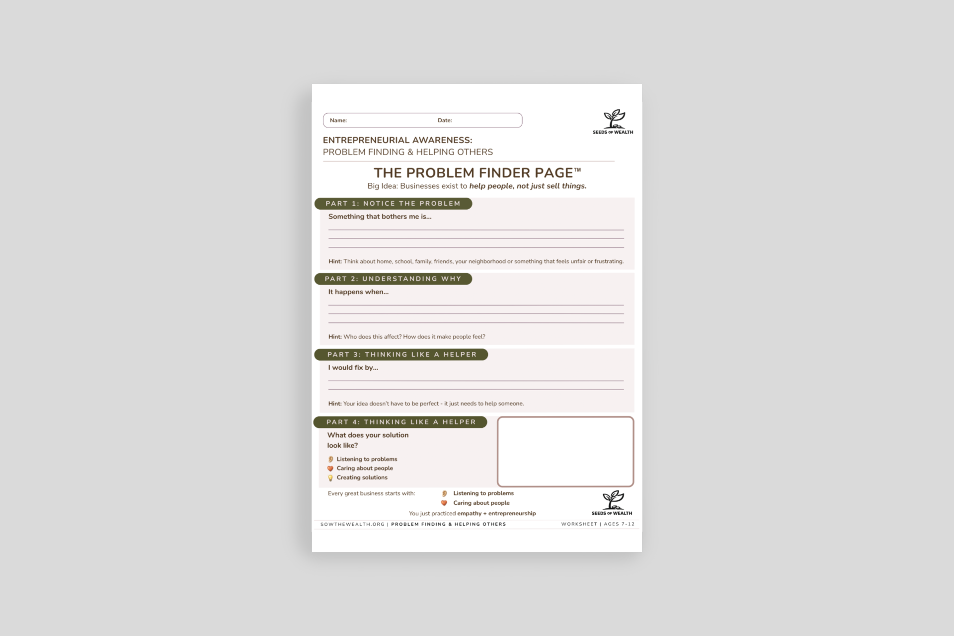 The Problem Finder Page