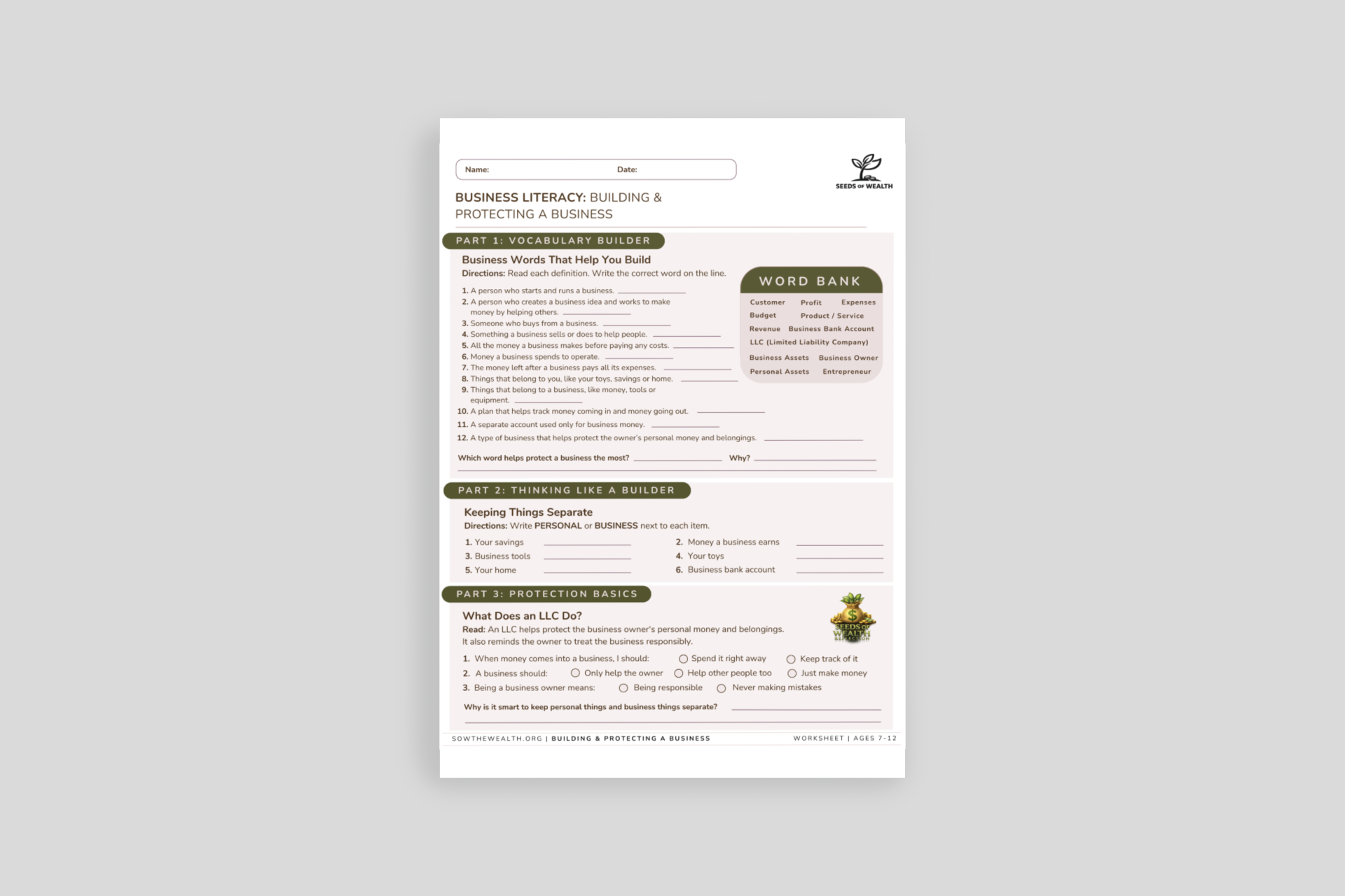 The Business Fundamentals (Ages 7-12)