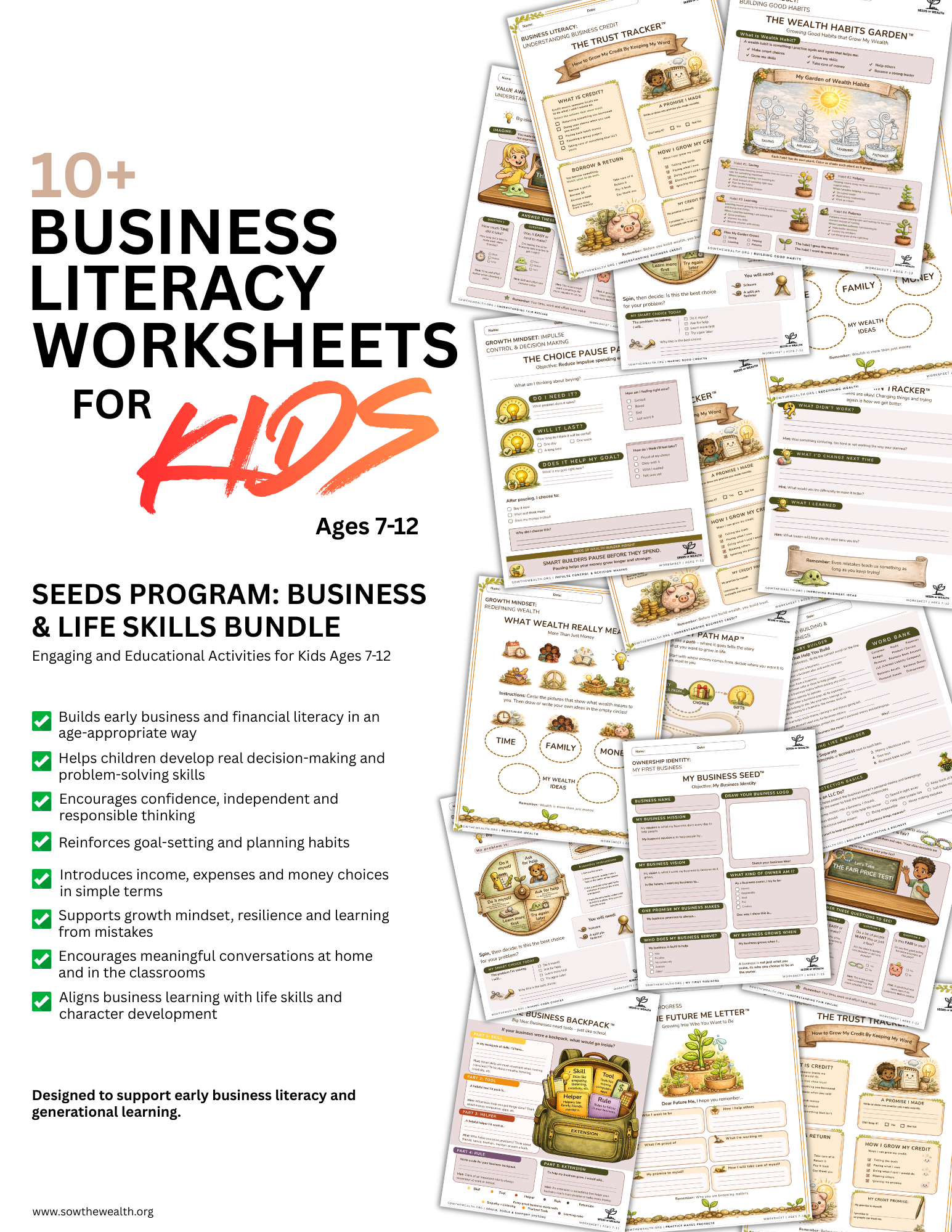 Seeds Program (Ages 7-12): Business Literacy & Life Skills Bundle