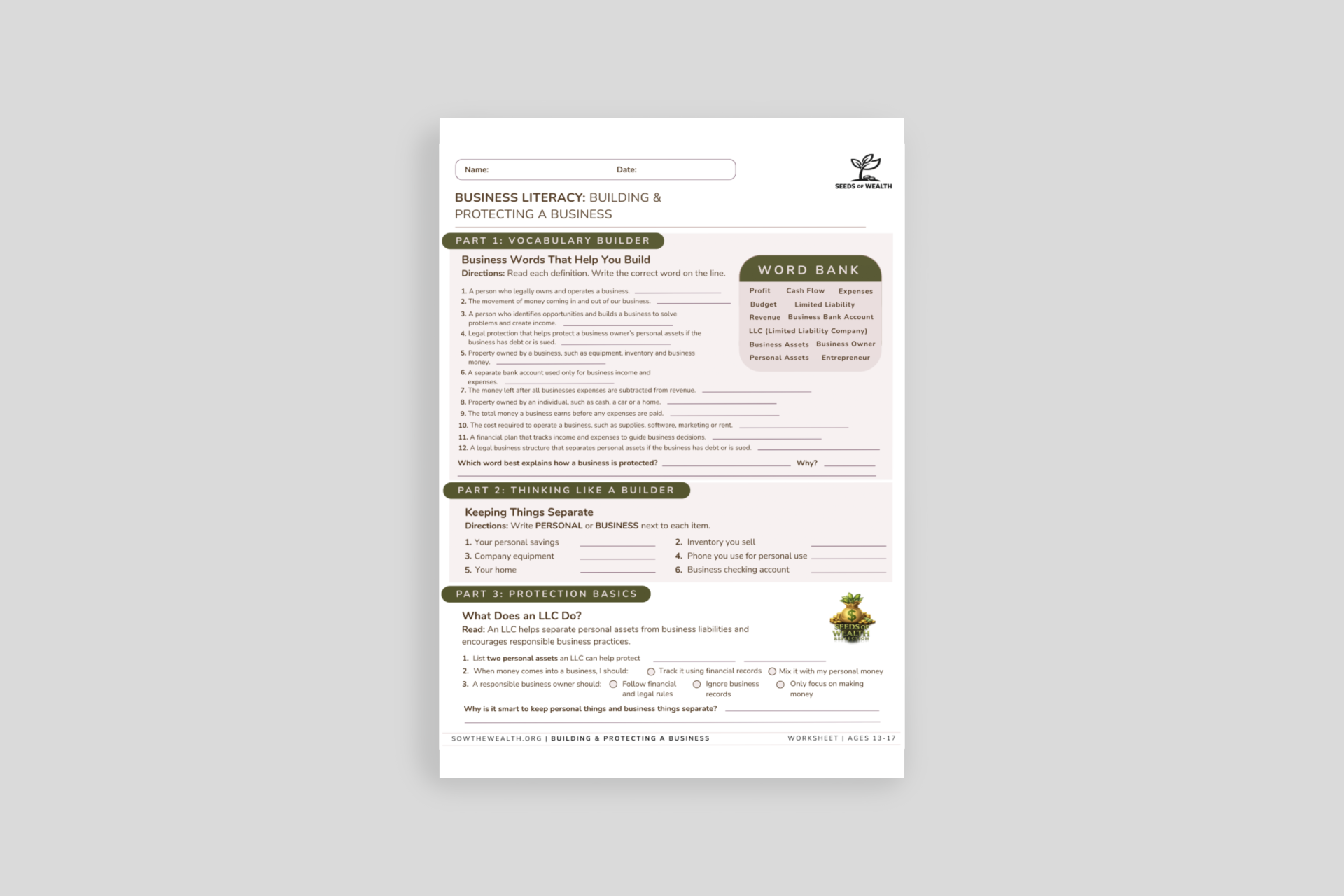 The Business Fundamentals (Ages 13-17)