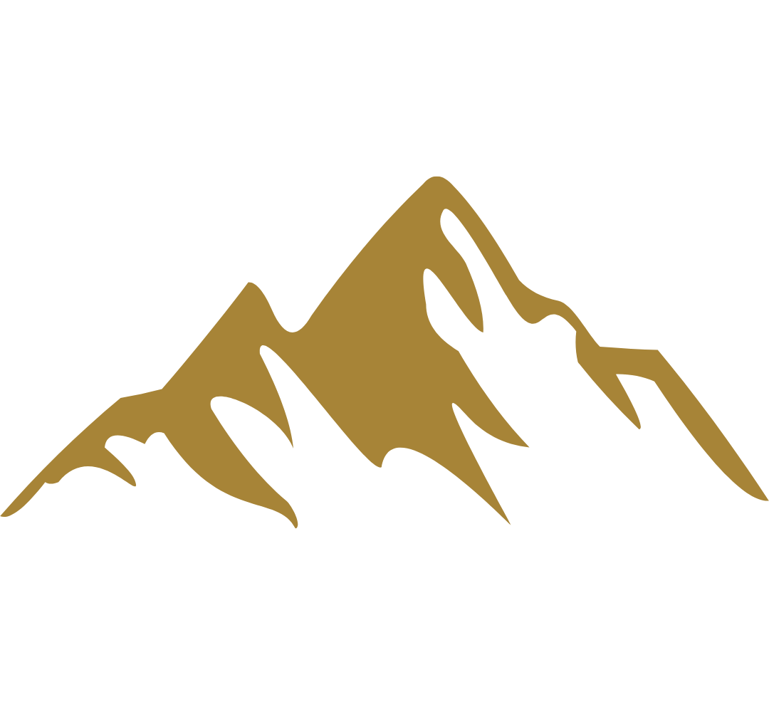 Gold mountain icon representing overcoming challenges, personal growth, resilience, and the journey toward purpose in Craig Sawyer’s speaking events and podcast interviews.