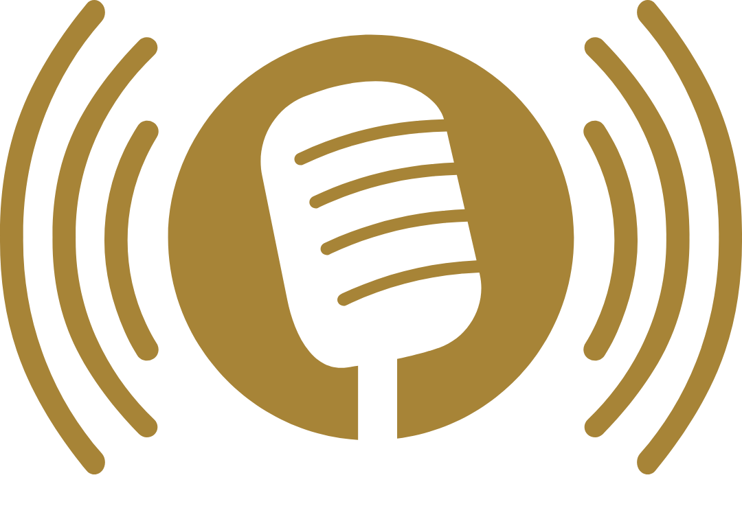 Gold microphone icon with sound waves, representing Craig Sawyer’s availability for guest podcast appearances, interviews, and speaking conversations.