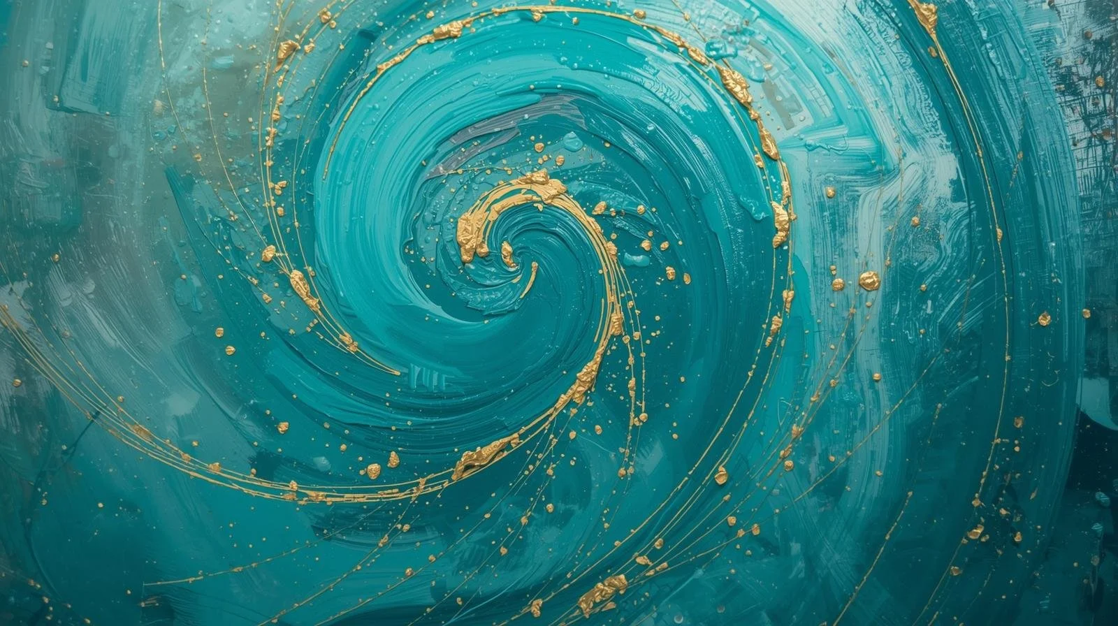 Abstract turquoise spiral with faint gold in the middle representing a rich inner life