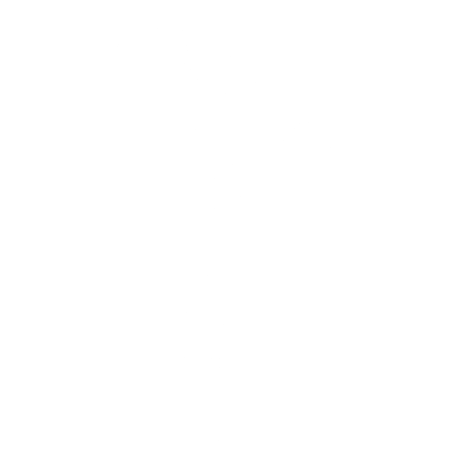 White line drawing of a tall, slender plant with multiple small leaves on a black background.