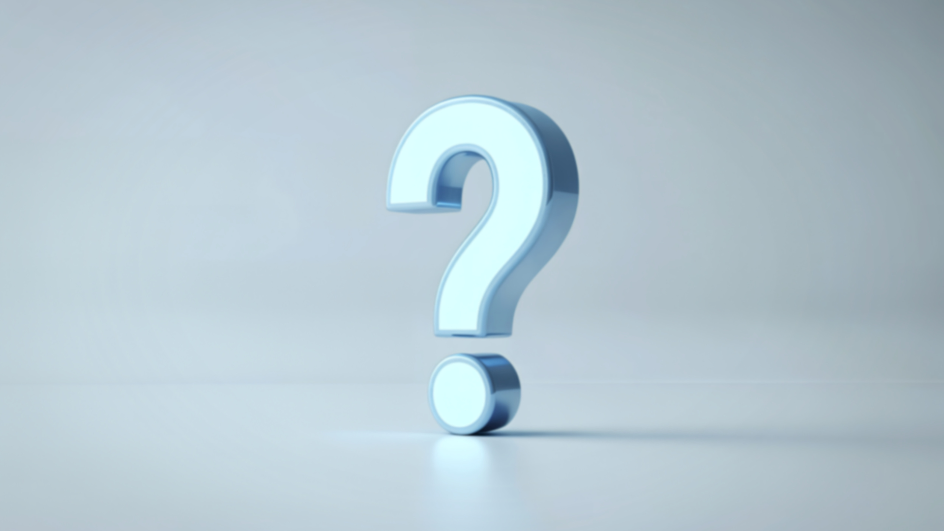 A large, illuminated 3D question mark centered against a plain light background.