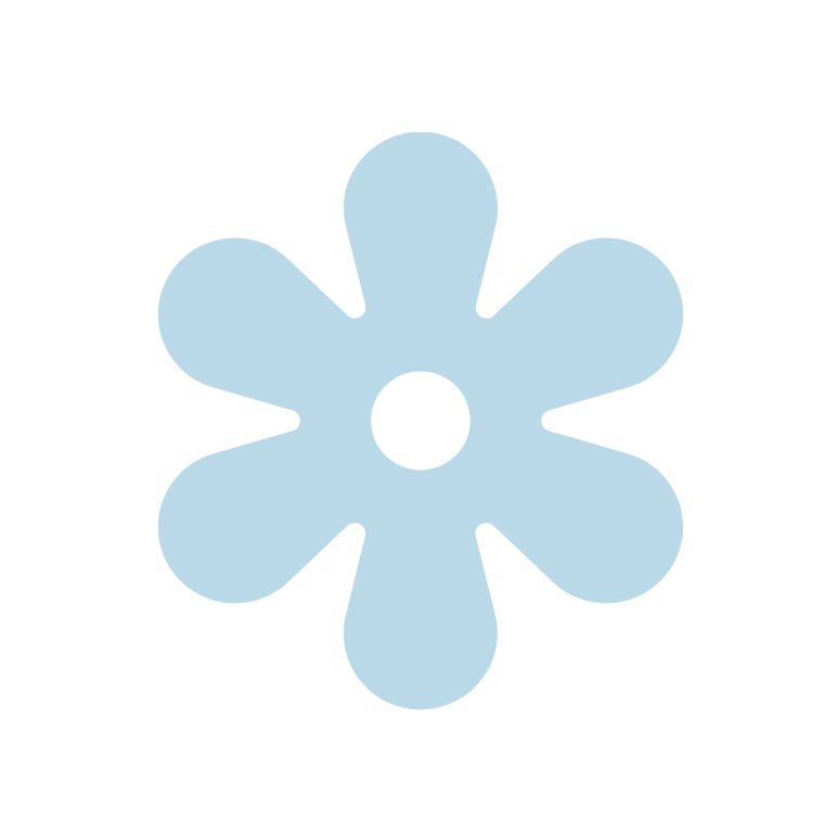 Light blue eight-petaled flower with a dark center.
