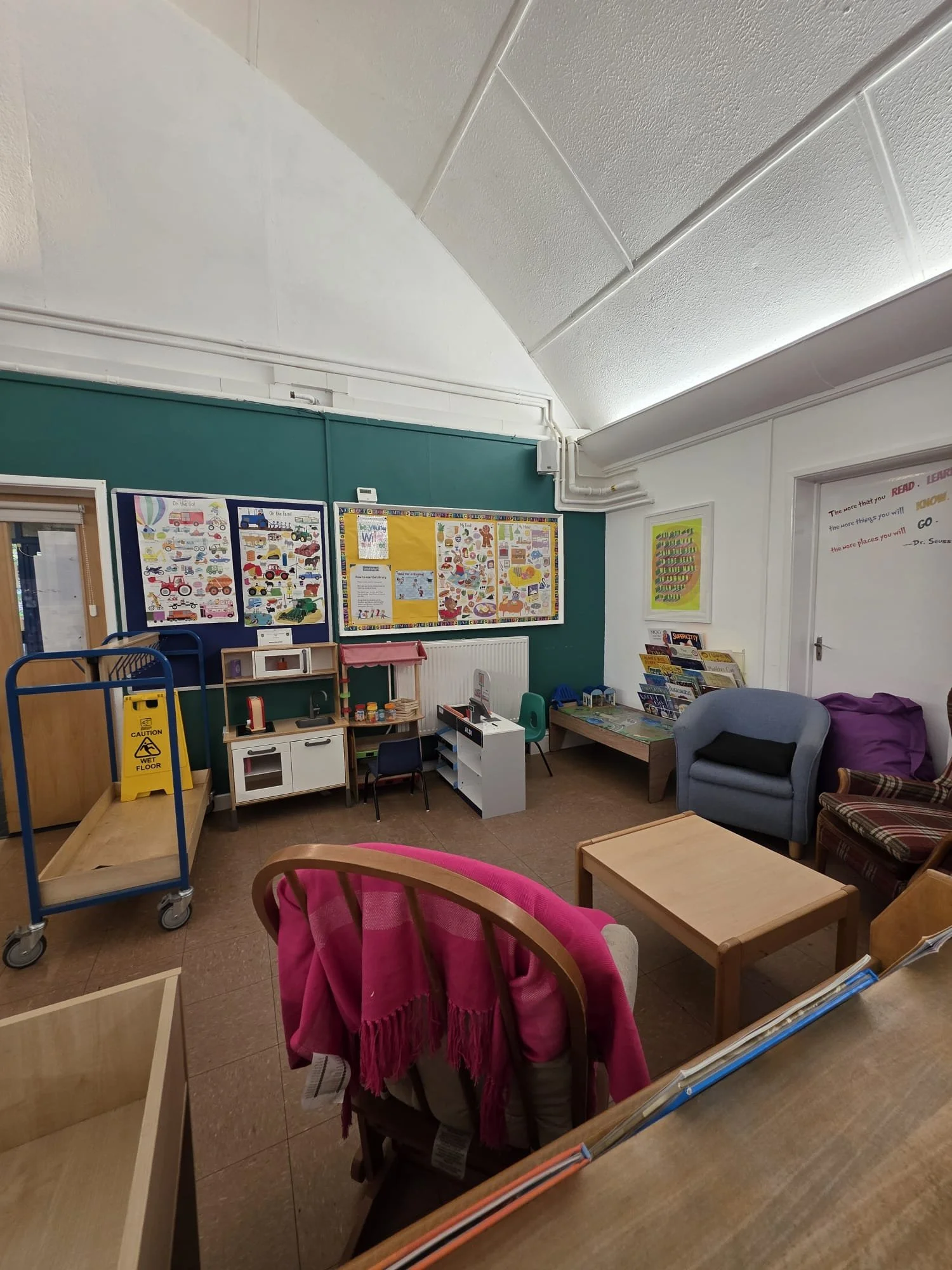 Children's play corner and library at the Kirkstall Valley Development Trust hub